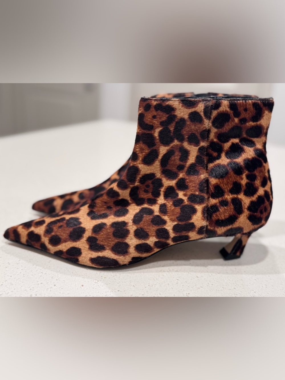 Gianni Bini Georgina Leopard Print Calf Hair Kitten Heel Booties Size 6M - Picture 4 of 13